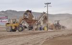 Dirt being sifted to take out the rocks at Reno Tahoe Fernley Speedway